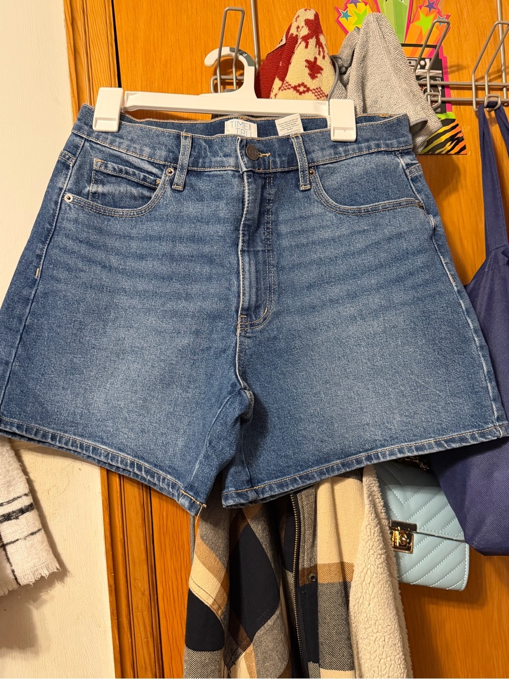 Time and Tru Medium Blue High-Rise Denim Shorts